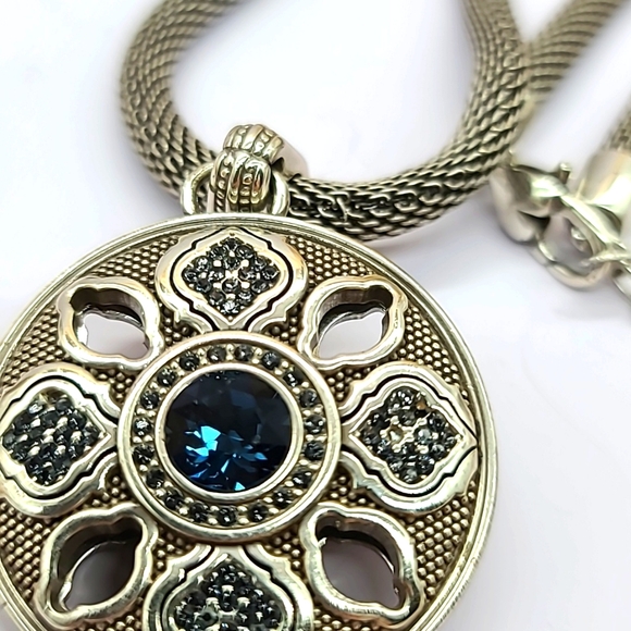NWTS Brighton "ARAGON" Sapphire Swarovski Crystal Reversible Pend w Mesh Chain! - Picture 12 of 12